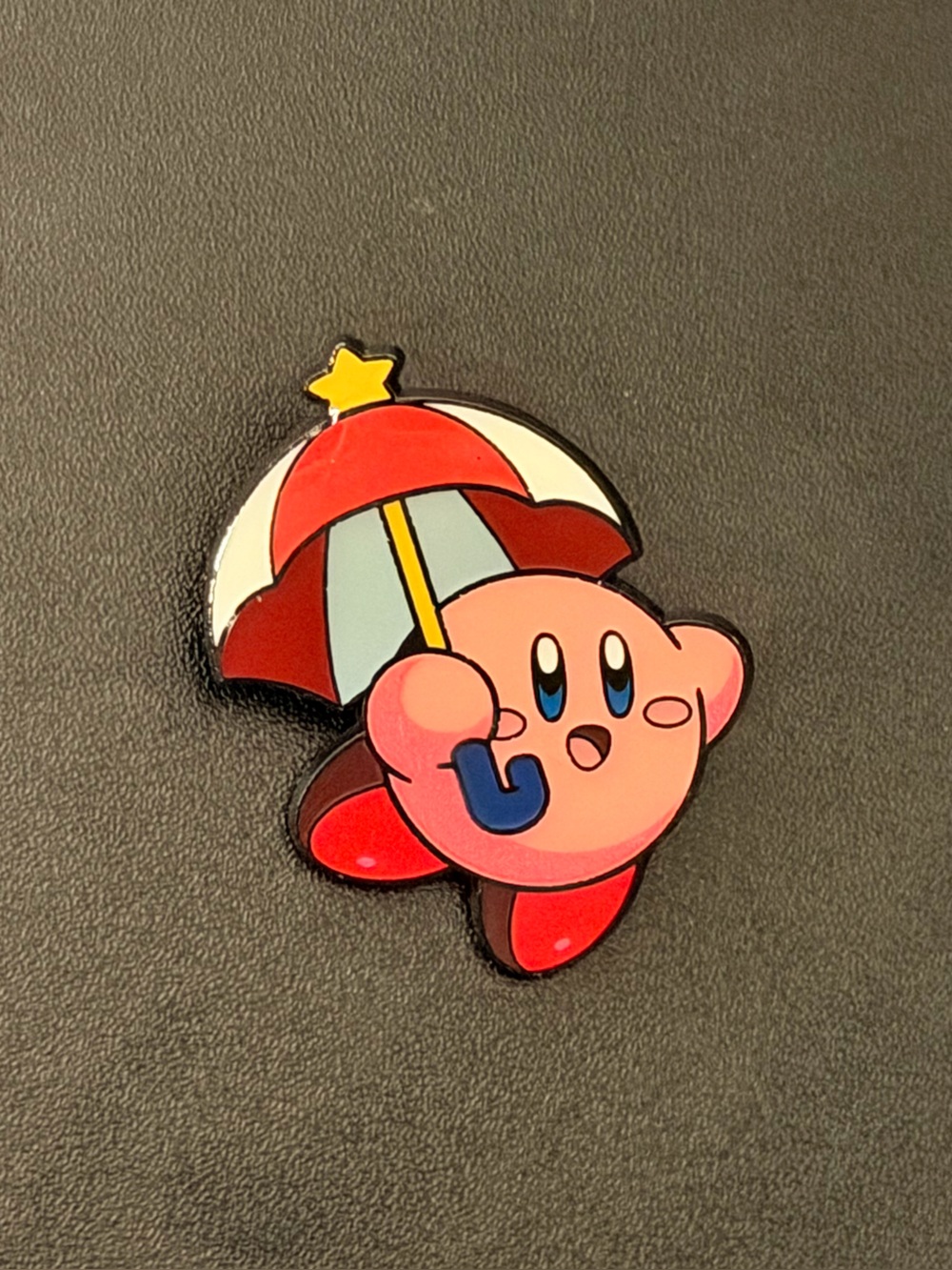 Pink Kirby Enamel Pin with Star Umbrella